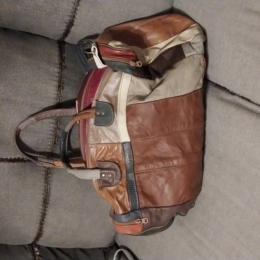 Vintage leather duffle bag